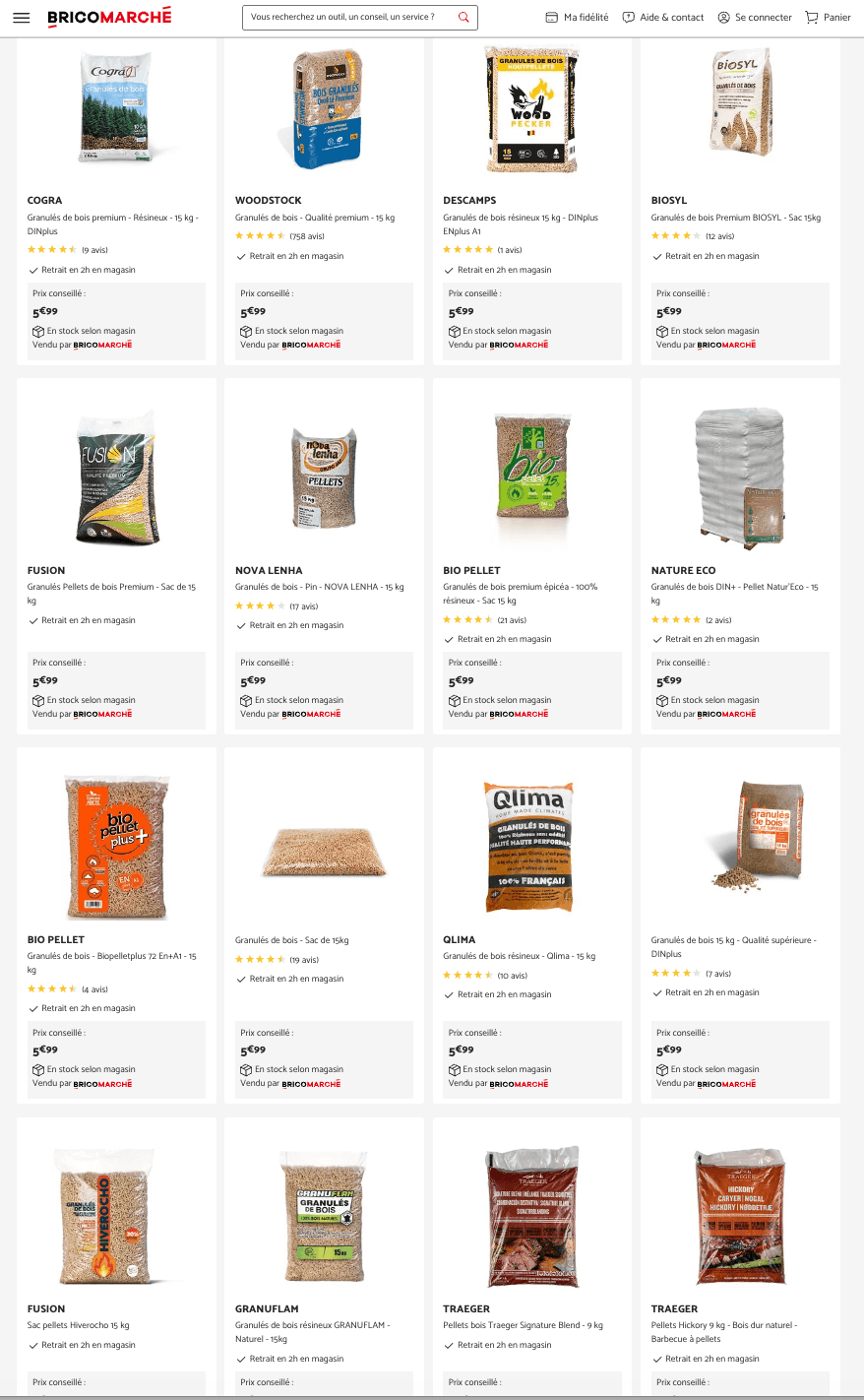 granule de bois bricomarché